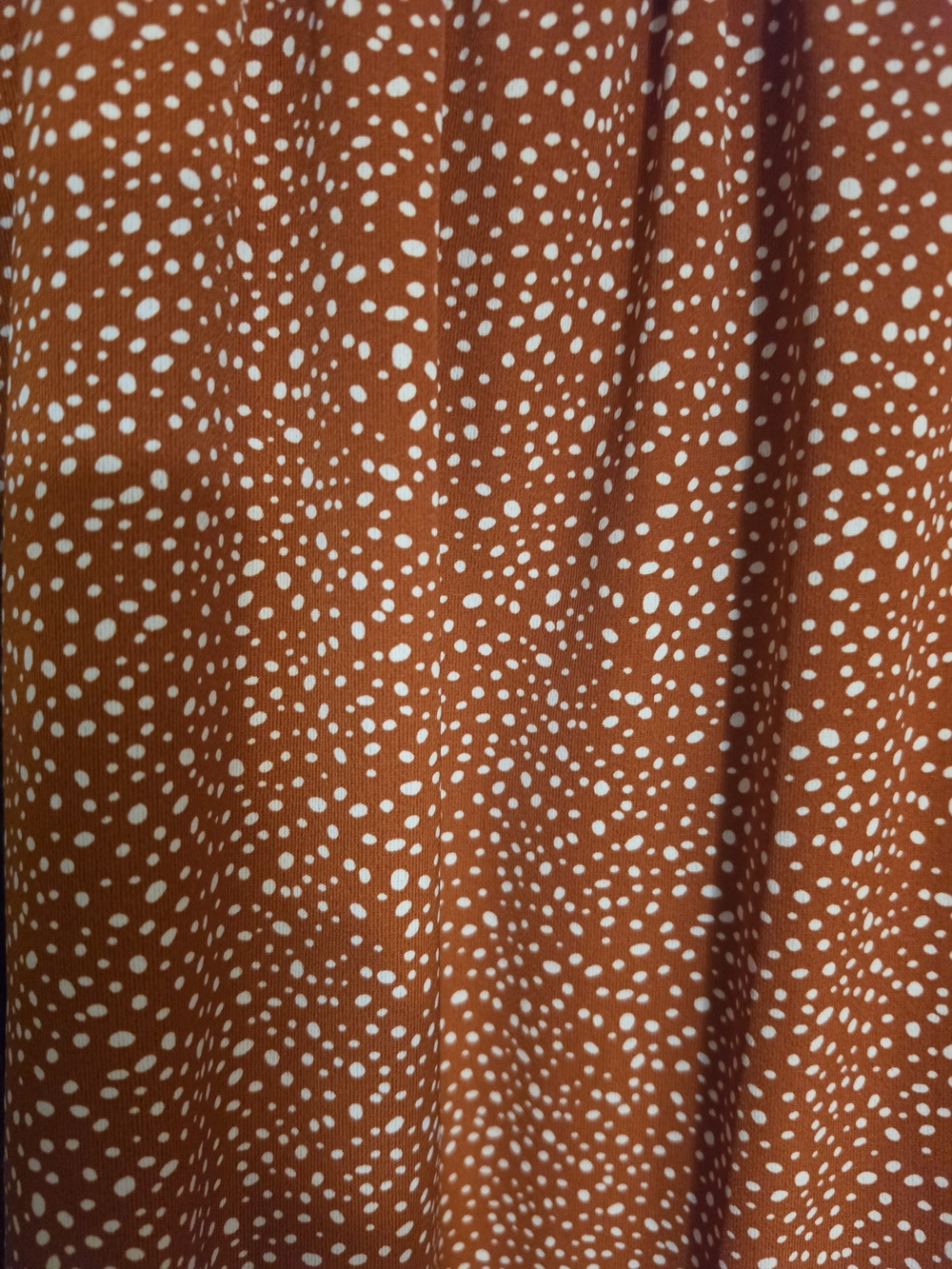 SHEIN Rust Orange V-Neck Midi Dress with White Dot Print - Picture 4 of 7